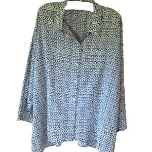 Chico Shirt Women’s Size 4 Blue Lightweight Sheer Top